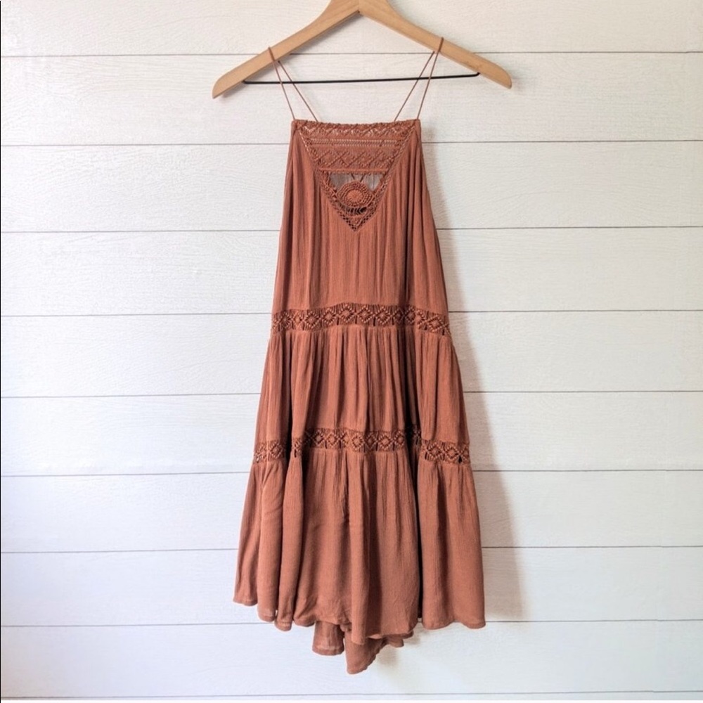 Amuse Society Boho Linnea Brown Lace Dress M